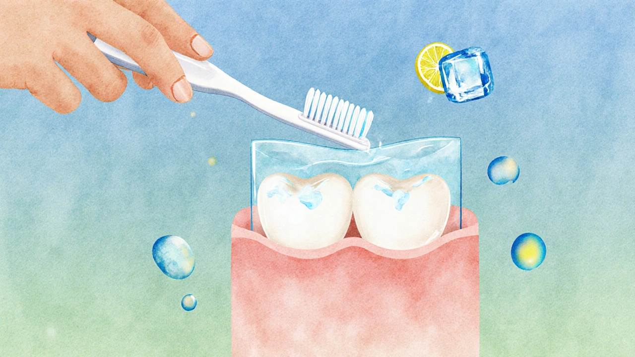 Měkký štětec čistí zuby s ochrannou pastou