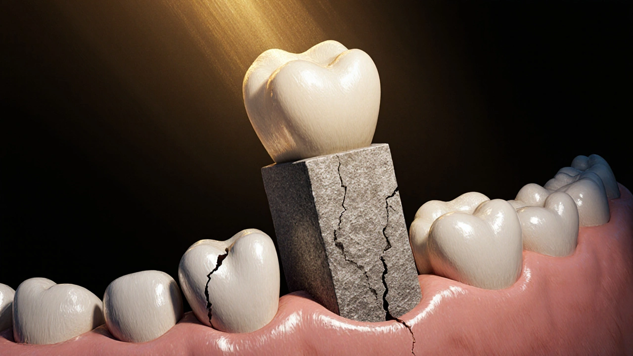 Symbolická představa zubu 14 jako nosného sloupu zubního oblouku.