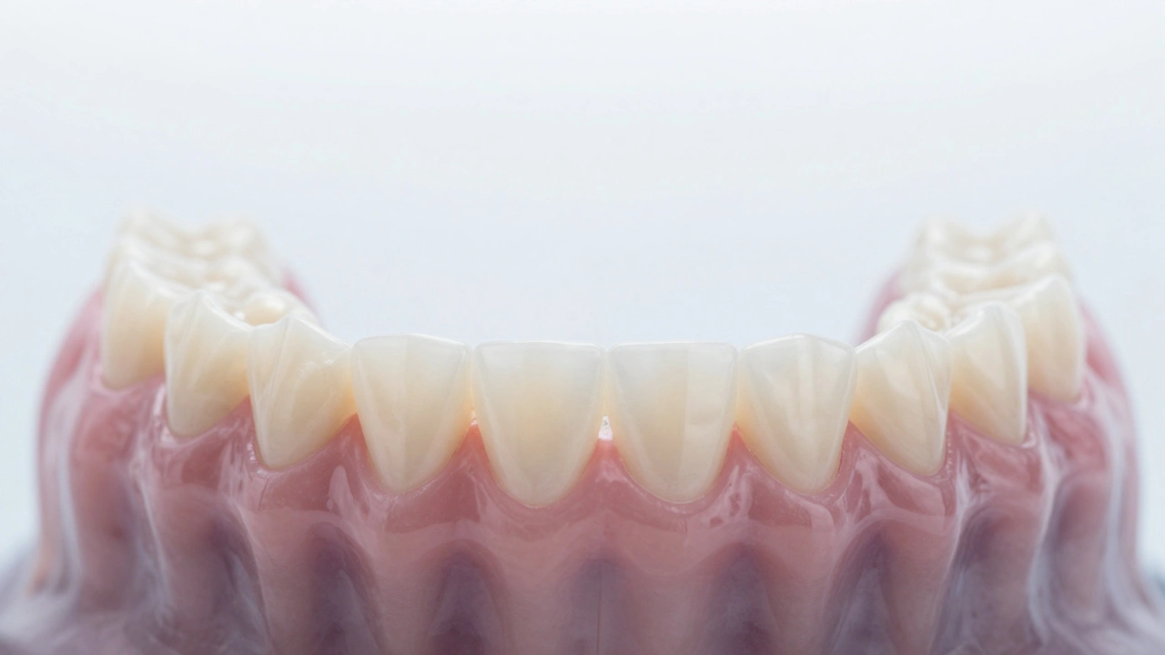 Invisible retainer bonded behind upper teeth, symbolizing lasting correction of diastema.