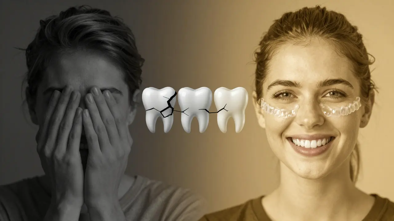 Před a po ortodontické léčbě předkusu: od stesku k sebevědomému úsměvu.