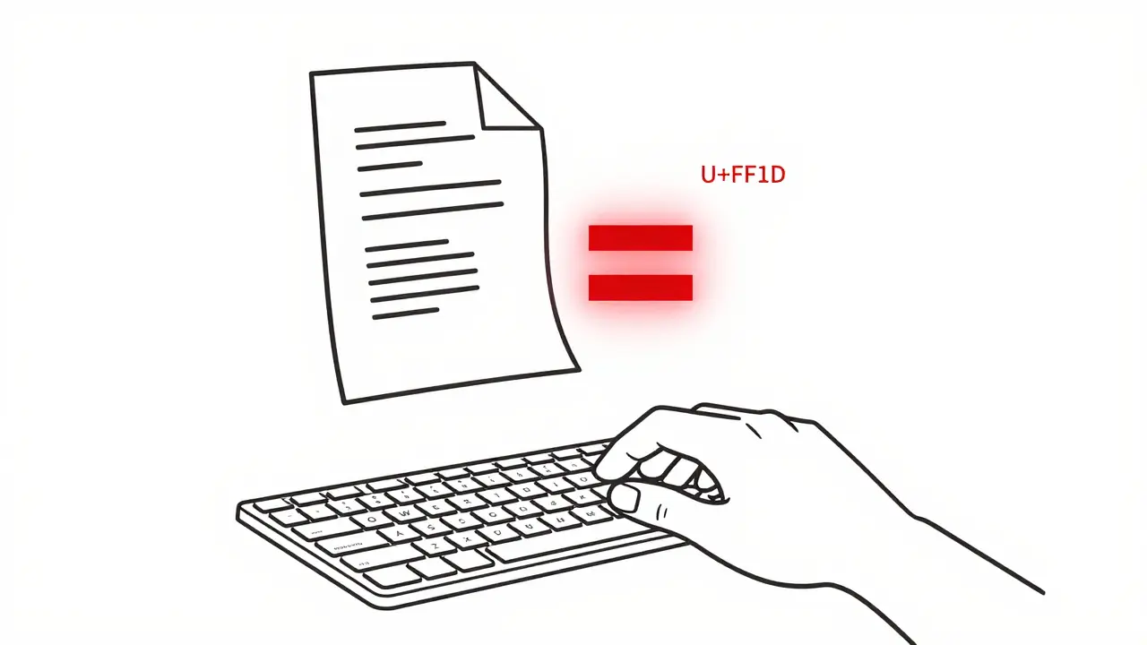 Ruka píše správné rovnítko, zatímco jiná ruka kopíruje poškozené rovnítko z PDF.