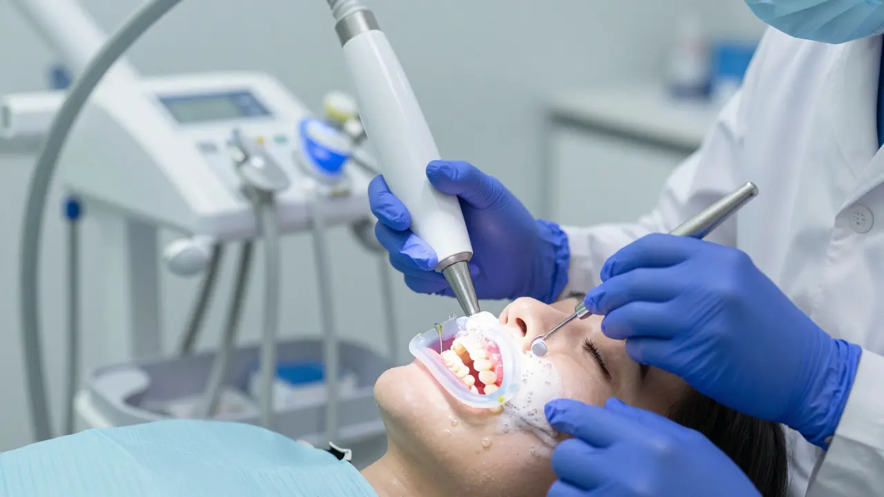 Proč se používá peroxid vodíku při bělení zubů laserem?