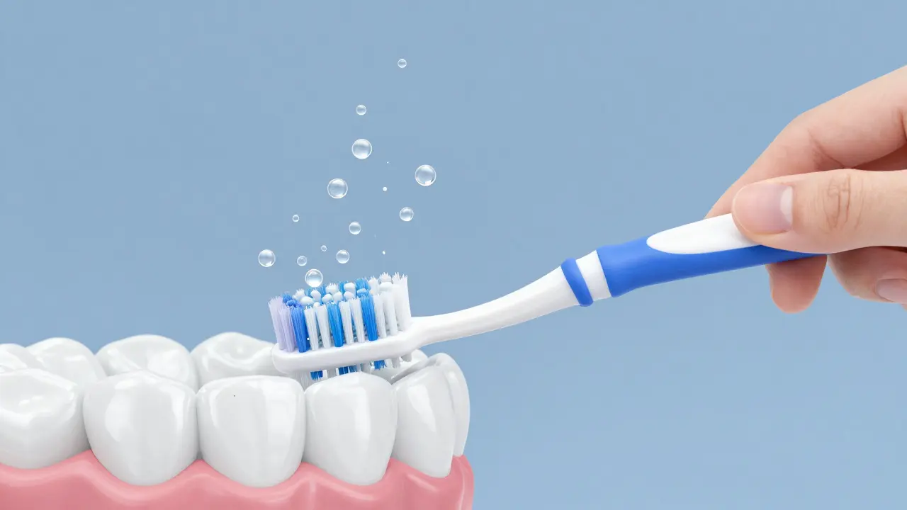 Pohyb štětin kartáčku odstraňuje plak bez poškození dásní.