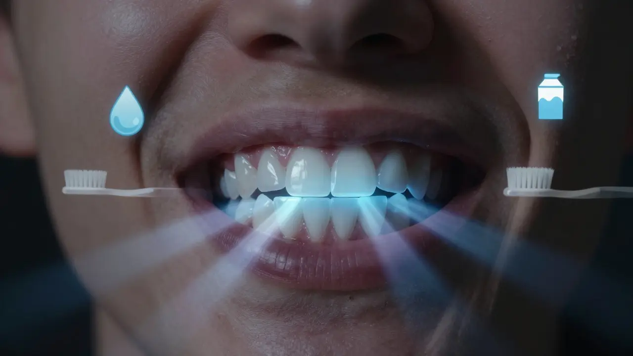 Dvě čelisti s noční ochranou, osvětlené měsíčním světlem, symbolizující ochranu před brněním.