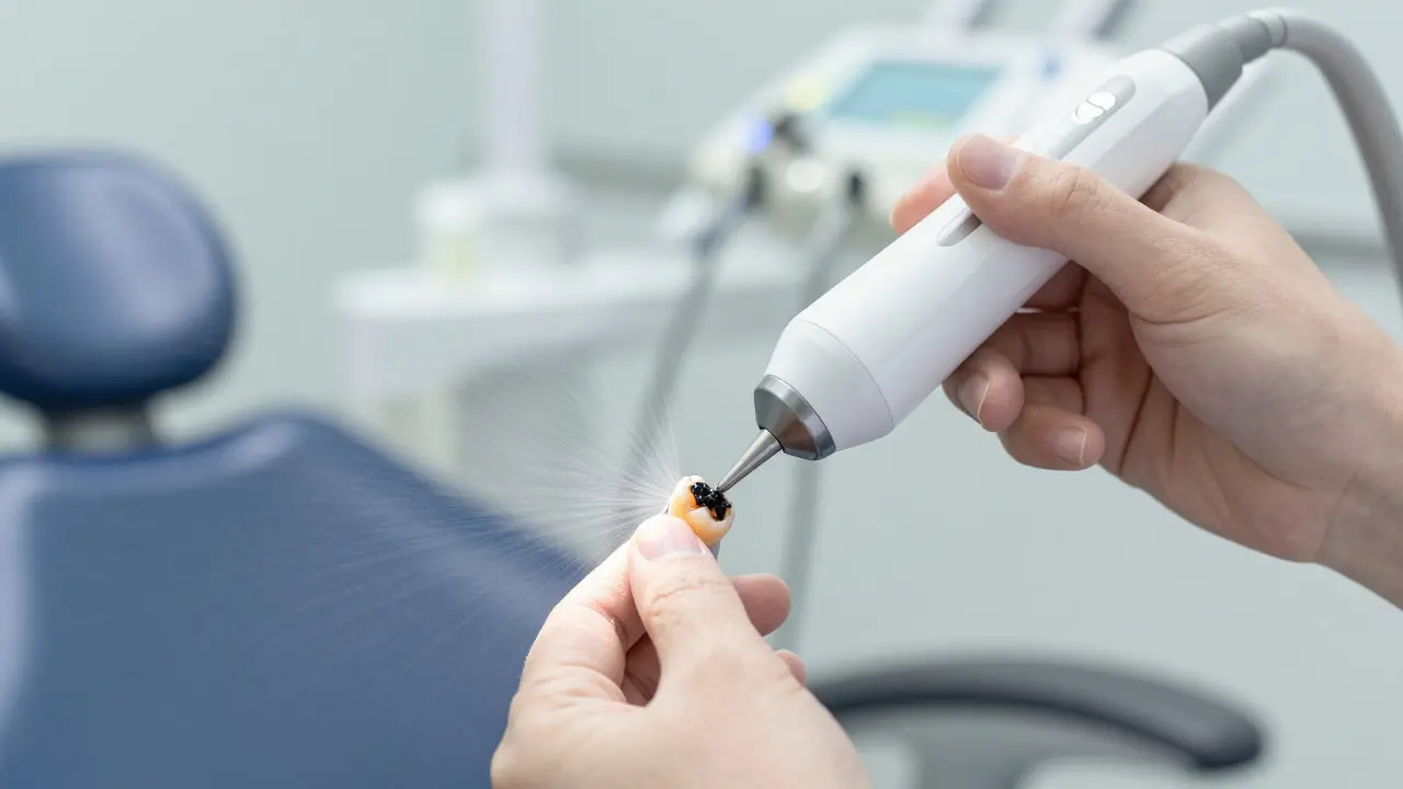 Odstraňování zubního kamene ultrazvukovým škrabkou u dentálního hygienisty