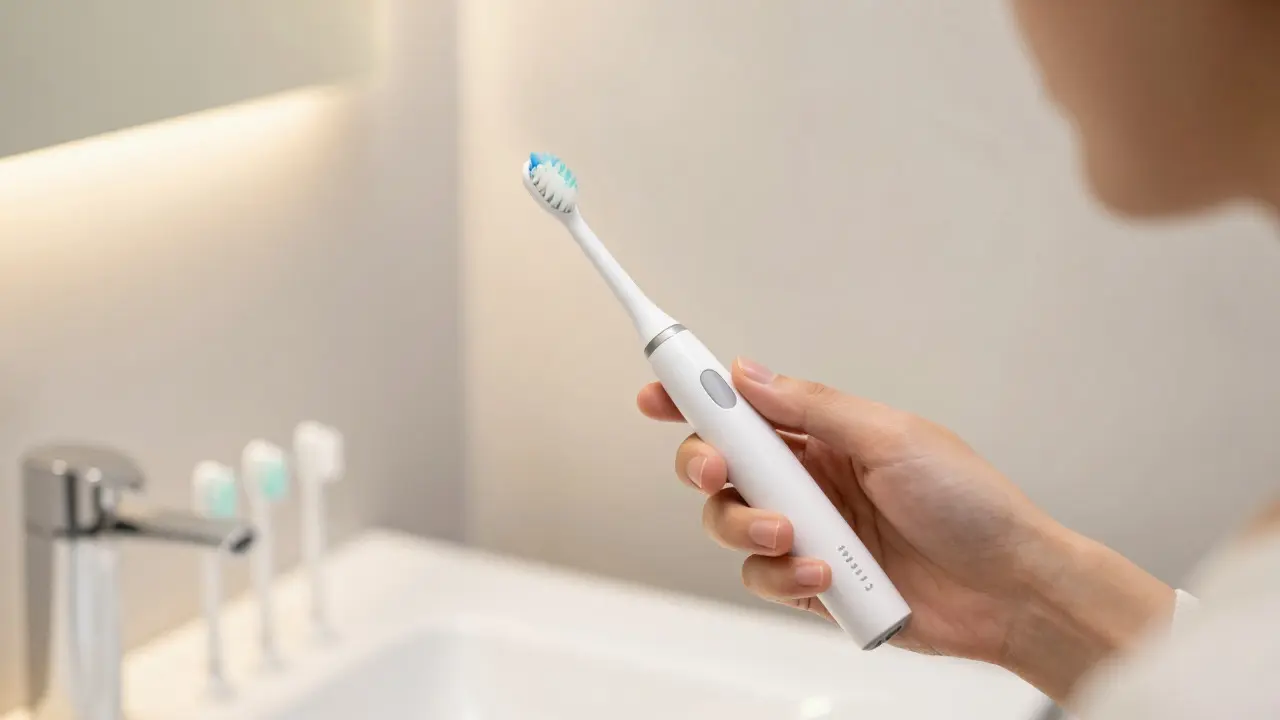 Správná technika používání sonického kartáčku pod úhlem 45 stupňů