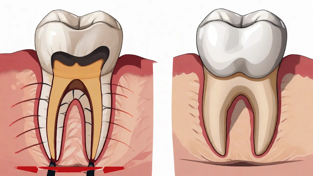 Porovnání křehkého zubu po endodontickém ošetření s chráněnou korunou